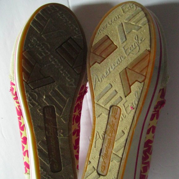 American Eagle Pink and Yellow Star Slip On Wedges - Picture 5 of 7